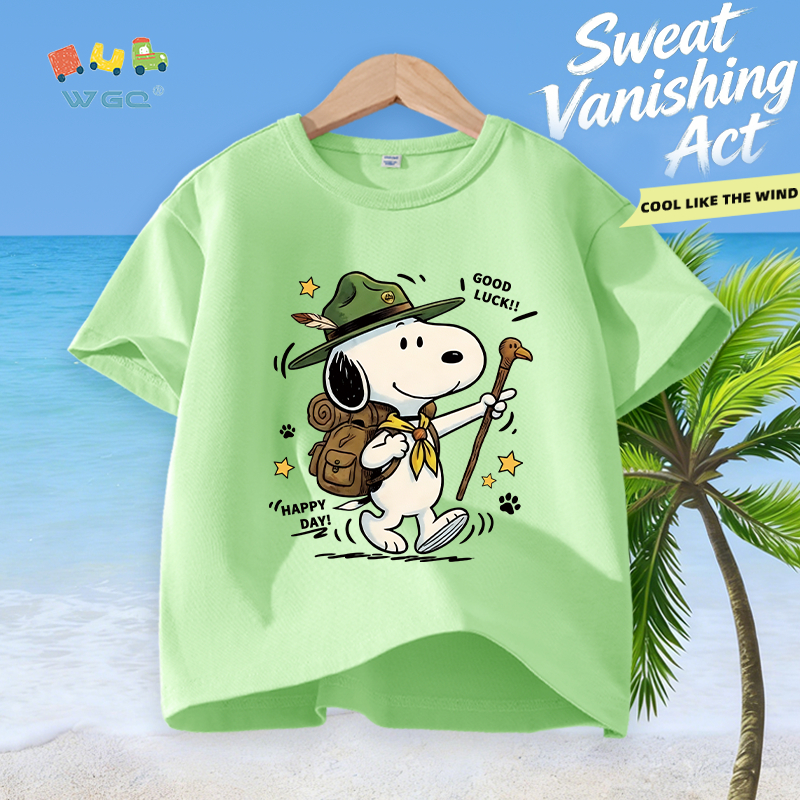 W.G.Q Áo thun bé trai / bé gái，vải Cotton nguyên chất in hình Snoopy，mềm mại thoải mái，thấm mồ hôi thoáng khí，phong cách bán chạy mùa hè