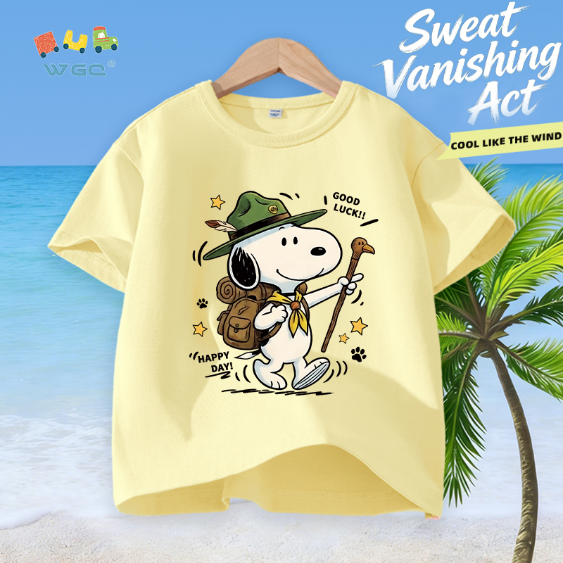 W.G.Q Áo thun bé trai / bé gái，vải Cotton nguyên chất in hình Snoopy，mềm mại thoải mái，thấm mồ hôi thoáng khí，phong cách bán chạy mùa hè