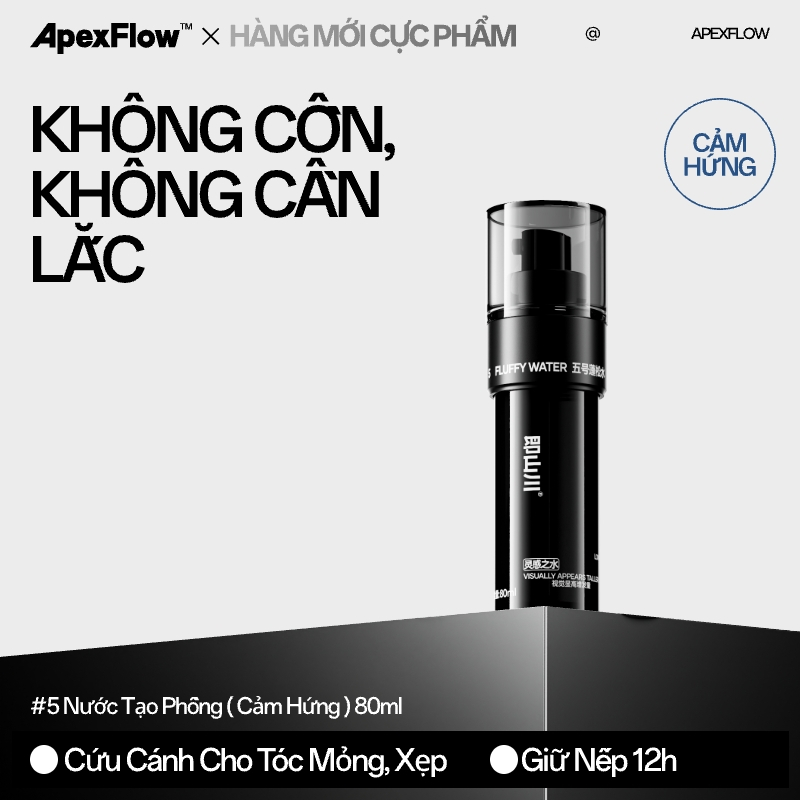 ApexFlow Nước Tạo Phồng Bồng Bềnh Mới - Không Cồn Hương Thơm Độc Quyền, Giữ Nếp Lâu Cho Mọi Loại Tóc
