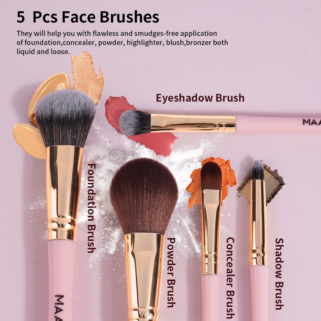 MAANGE 5 Bộ cọ trang điểm Bộ cọ phấn má hồng cao cấp Bộ cọ phấn mắt và túi trang điểm 52184