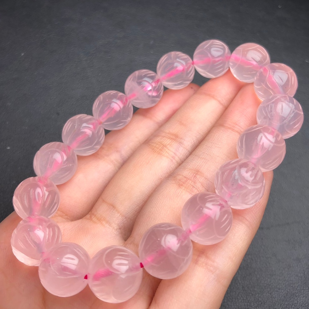 Vòng tay pha lê màu hồng hình hoa sen - Quà tặng nữ cao cấp và tự nhiên