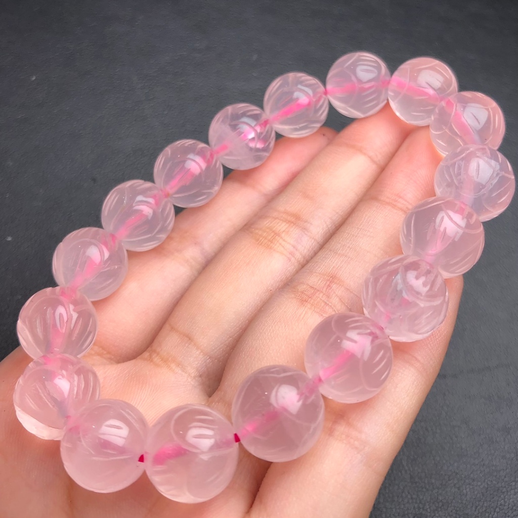 Vòng tay pha lê màu hồng hình hoa sen - Quà tặng nữ cao cấp và tự nhiên