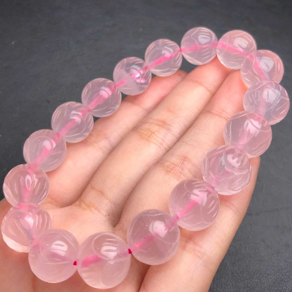 Vòng tay pha lê màu hồng hình hoa sen - Quà tặng nữ cao cấp và tự nhiên