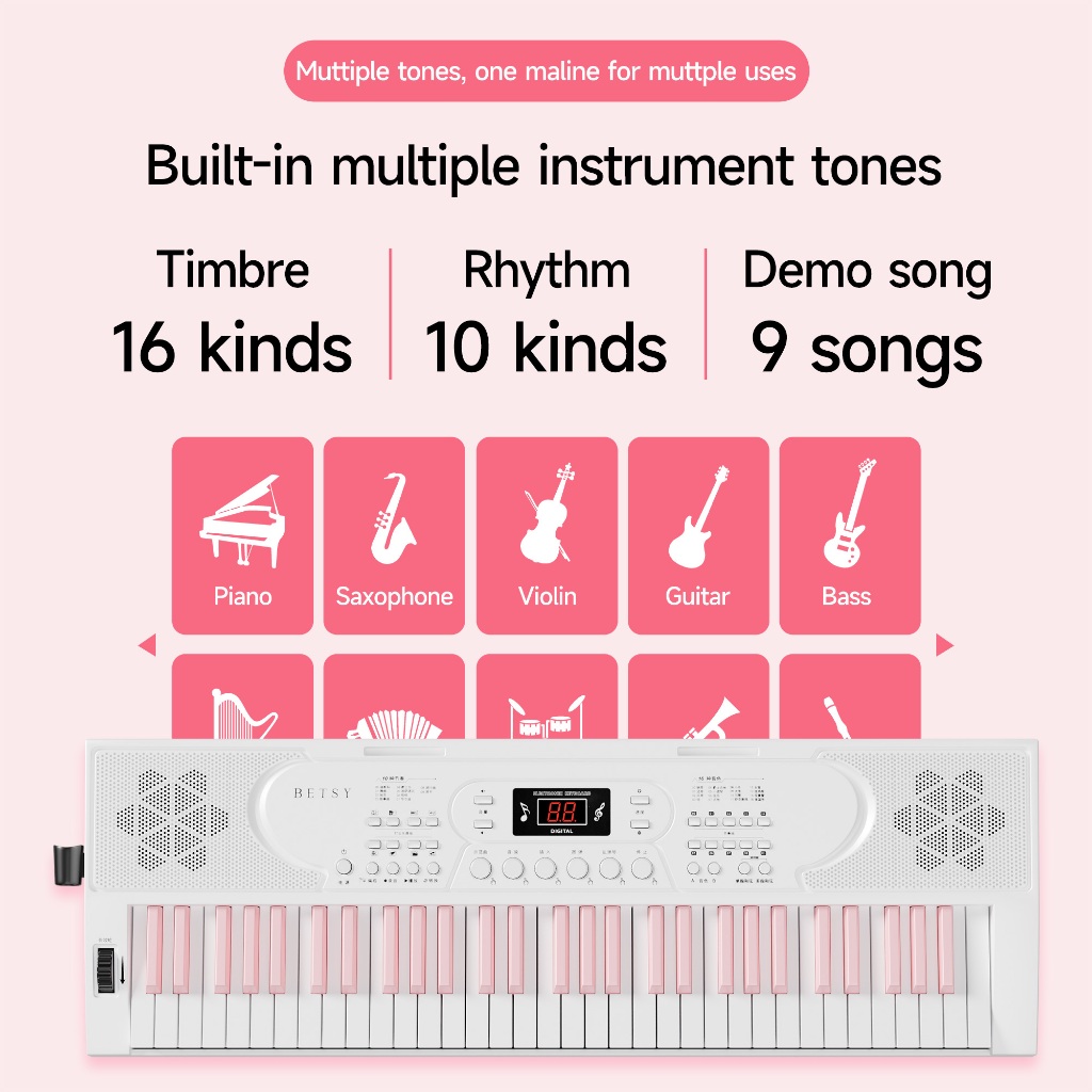 [Full set of accessories] 61 key electronic piano BETSY B39, pulley type electronic piano, dedicated for children's practice, International Children's Day preferred gift, equipped with microphone, Becky music score