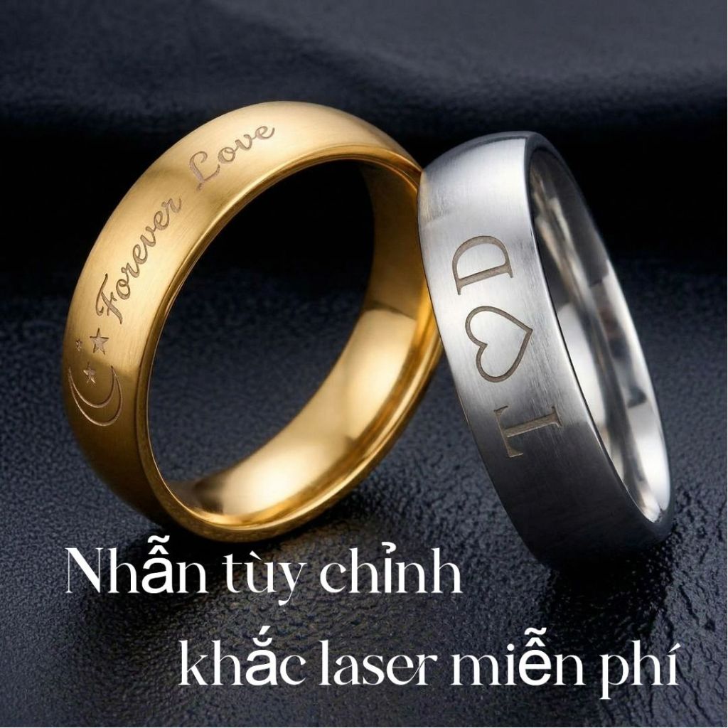 Nhẫn tùy chỉnh với khắc cá nhân - Văn bản hoặc Logo, phù hợp làm quà tặng tưởng niệm cho nam và nữ