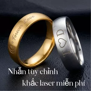 Nhẫn tùy chỉnh với khắc cá nhân - Văn bản hoặc Logo, phù hợp làm quà tặng tưởng niệm cho nam và nữ