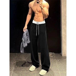 Màu xanh hải quân phù hợp cho nam Machete Sweatpants Mỹ Slimmer Look Thể thao Hình liềm Quần ống rộng hiphop Quần dài