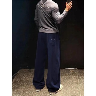 Màu xanh hải quân phù hợp cho nam Machete Sweatpants Mỹ Slimmer Look Thể thao Hình liềm Quần ống rộng hiphop Quần dài