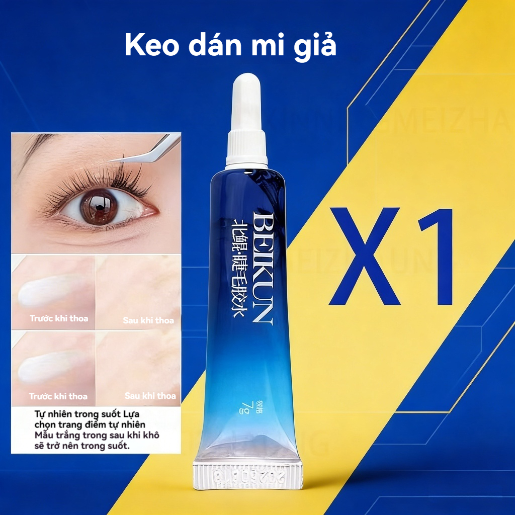 Keo dán mi giả trong màu suốt khô nhanh không mùi, dung tích 7 gam siêu lớn siêu dính bền cực lâu chống nước chống mồ hôi vô hình không phản chiếu ánh sáng dịu nhẹ không kích ứng
