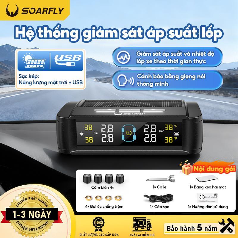 🔥🔥【TPMS】Hệ thống giám sát báo động áp suất lốp đa năng Hệ thống giám sát áp suất lốp ô tô Bảng điều khiển năng lượng mặt trời Sạc USB Xe thông minh với 4 cảm biến bên ngoài Màn hình LCD thời gian thực