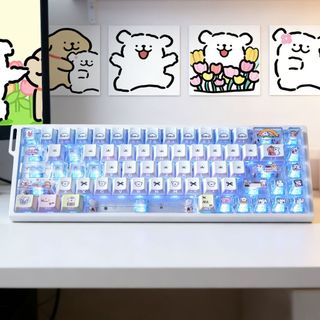 Line Dog Side Shine Through Keycaps PBT Dye-sub Cherry Profile Keycap Custom Keycaps Tương thích với Cherry Gateron MX Switch
