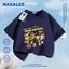 Áo thun ngắn tay màu xanh hải quân dành cho trẻ em NASA Cotton nguyên chất thoáng khí thoải mái cho bé trai bé gái Quần áo đội sủa họa tiết chó con H