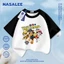 Áo thun ngắn tay màu xanh hải quân dành cho trẻ em NASA Cotton nguyên chất thoáng khí thoải mái cho bé trai bé gái Quần áo đội sủa họa tiết chó con H