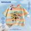 Áo thun ngắn tay màu xanh hải quân dành cho trẻ em NASA Cotton nguyên chất thoáng khí thoải mái cho bé trai bé gái Quần áo đội sủa họa tiết chó con H
