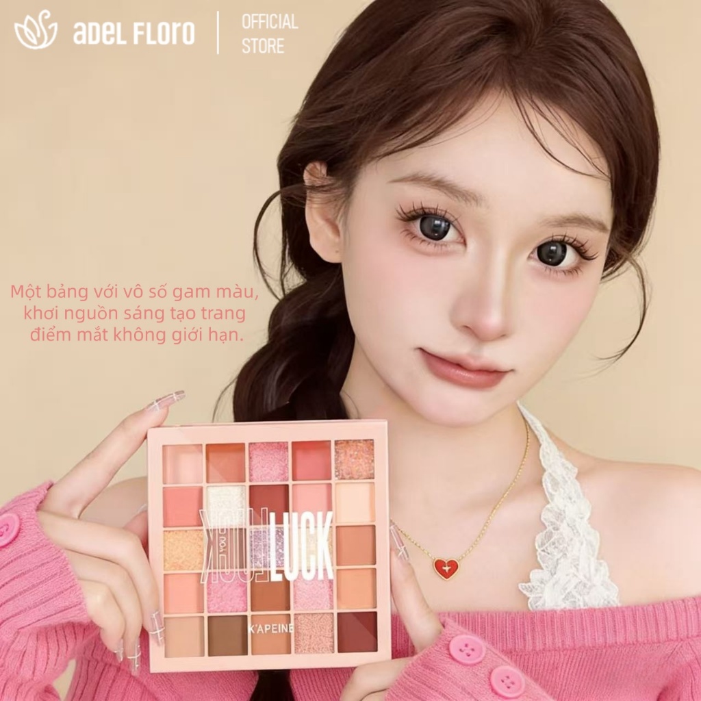【Adel Floro】LUCK Bảng Phấn Mắt 25 Màu | Lì & Nhũ, Hạt mịn siêu nhẹ, Lâu trôi không nhăn, Lên màu đậm