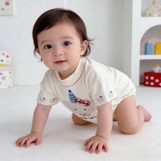 Bé Gái Rompers Mùa Hè Hello Cat Hoạt Hình Sơ Sinh Tay Ngắn 66-90