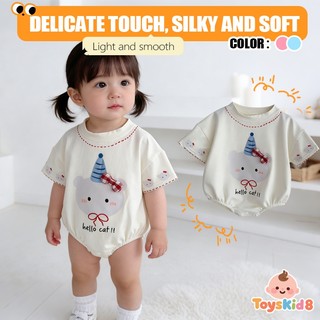 Bé Gái Rompers Mùa Hè Hello Cat Hoạt Hình Sơ Sinh Tay Ngắn 66-90