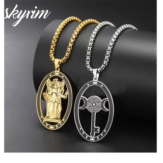 Dây chuyền mặt trăng thép không gỉ, thiết kế vintage phù thủy, hộp dây xích rỗng, món quà độc đáo