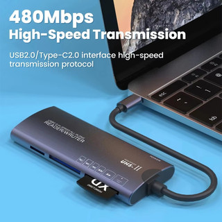 Đầu Đọc Thẻ 6 Trong 1 SD TF XD CF M2 Đầu Đọc Thẻ Nhớ Bộ Chuyển Đổi USB Loại C Tốc Độ Cao Truyền Dữ Liệu Cardreader Cho Máy Ảnh Laptop