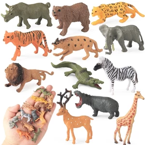 Mô Phỏng Động Vật Mini Bộ Mô Hình Đồ Chơi Sư Tử Hổ Nâu Gấu Cheetah Cá Sấu Voi Tê Giác Nai Sừng Tấm Ngựa Vằn