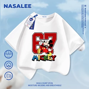 Thương hiệu nổi tiếng của NASA Trẻ em Bông trắng nguyên chất thoải mái Tay ngắn mặc dạo phố In hình bé trai 3-16 tuổi Áo thun thường ngày cho bé gái