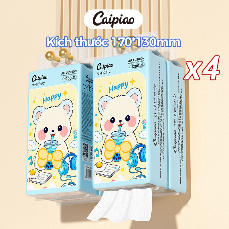 【 Caipiao Joyful Bear 】 (13005-4) Giấy gia dụng: Khăn lau nhà bếp, khăn ăn & khăn giấy mặt 170 x 130mm