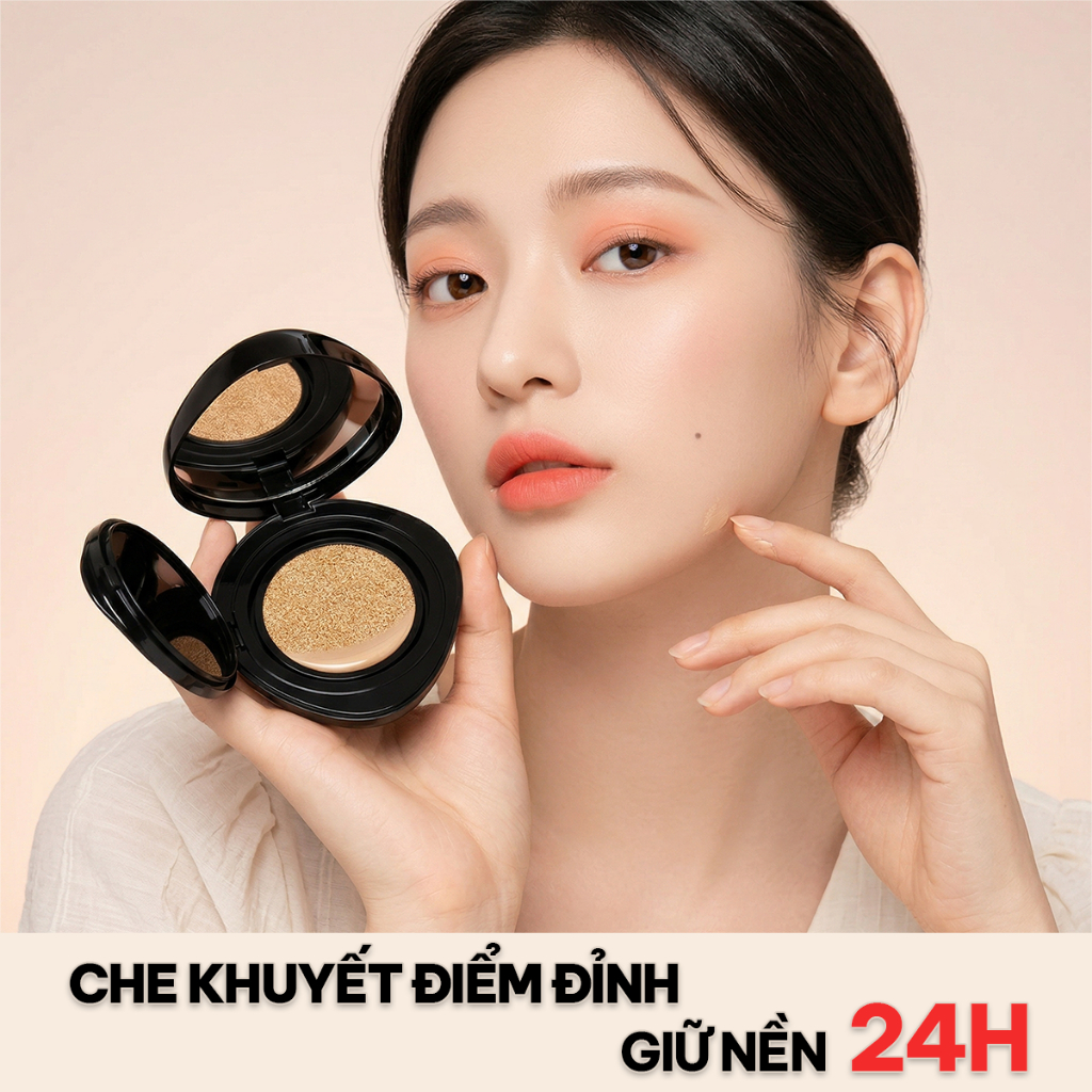 BFD Phấn Nước Cushion Siêu Che Khuyết Điểm Lâu Trôi 24H Đi Làm Cả Ngày Lì Mịn Tone Sáng 10g + Refill