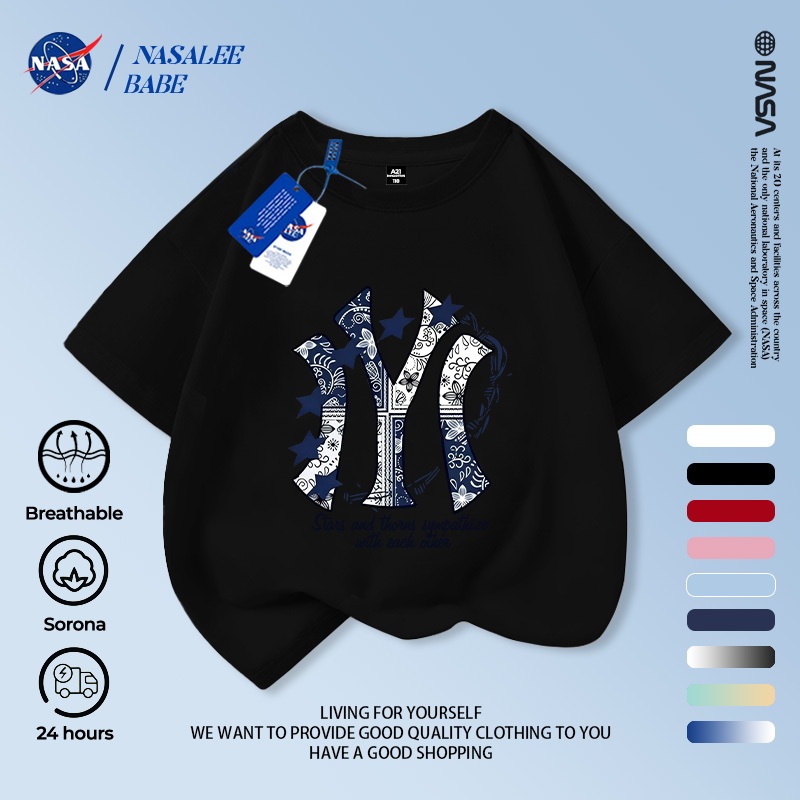 Áo phông NASA tay ráp nam nữ cotton ngắn tay trẻ em - giao hàng trong 24 giờ