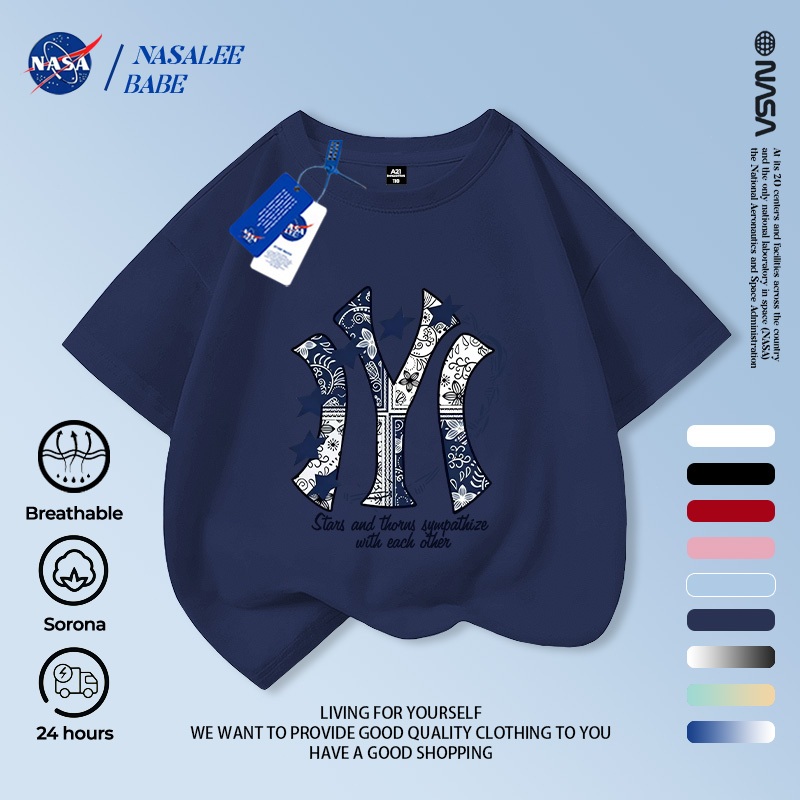 Áo phông NASA tay ráp nam nữ cotton ngắn tay trẻ em - giao hàng trong 24 giờ