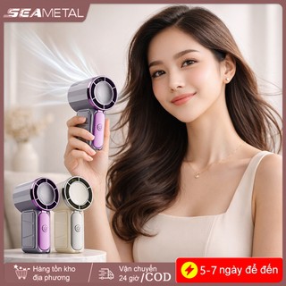 Quạt cầm tay Mini SEAMETAL Air Turbo Tech Có thể điều chỉnh 5 bánh gió Quạt cầm tay siêu yên tĩnh USB có thể sạc lại Màn hình LED bỏ túi Quạt