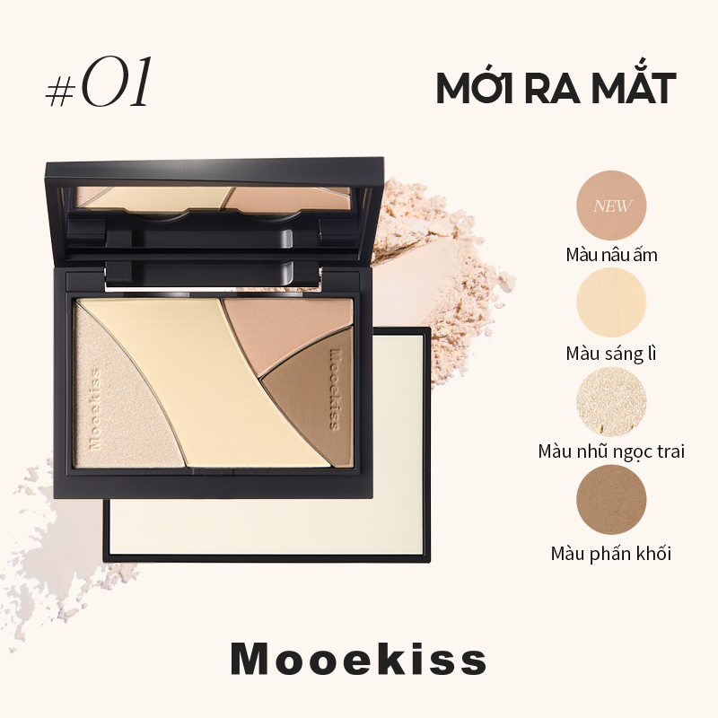 [KOL] Bảng Tạo Khối Mooekiss, Contour & Highlight, Làm Sáng Da, Tạo Đường Nét Sắc Sảo