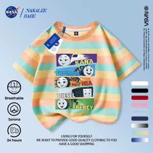 Áo thun ngắn tay mùa hè cotton thoáng khí phiên bản hoạt hình NASA, giao hàng trong 24 giờ