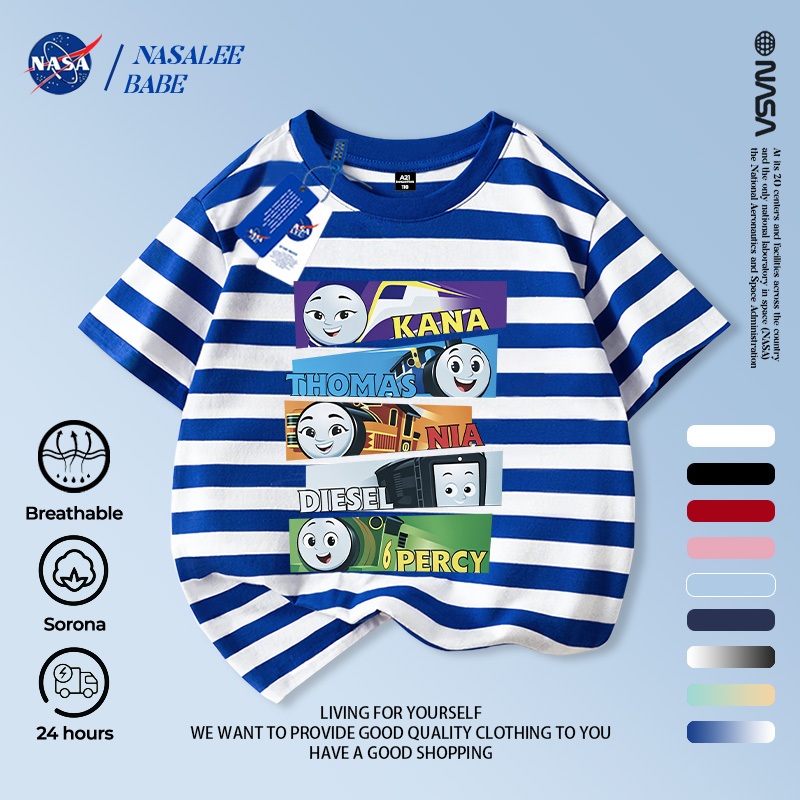 Áo thun ngắn tay mùa hè cotton thoáng khí phiên bản hoạt hình NASA, giao hàng trong 24 giờ
