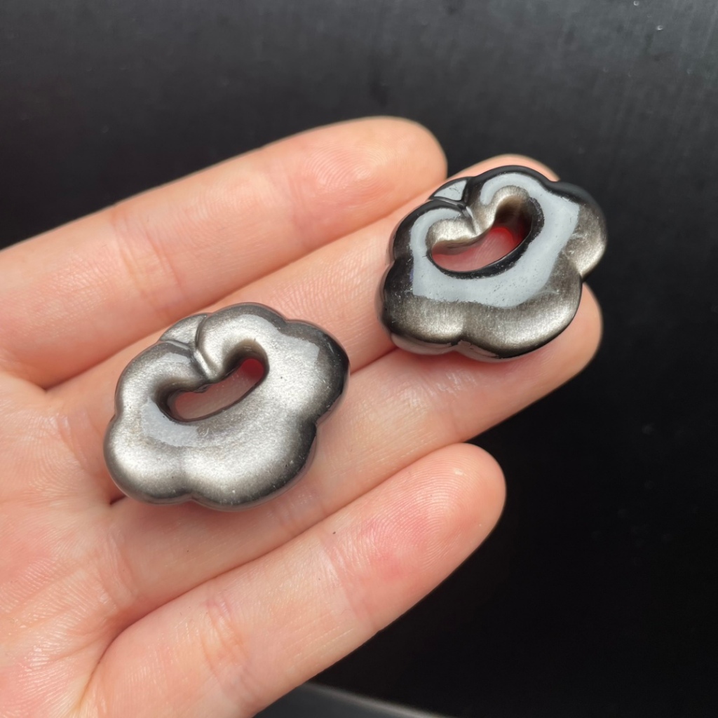 Phụ kiện bạc obsidian ruyi tự nhiên - Dùng làm vòng tay hoặc mặt dây chuyền - Ưu đãi sản phẩm mới