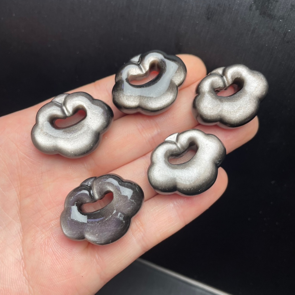 Phụ kiện bạc obsidian ruyi tự nhiên - Dùng làm vòng tay hoặc mặt dây chuyền - Ưu đãi sản phẩm mới