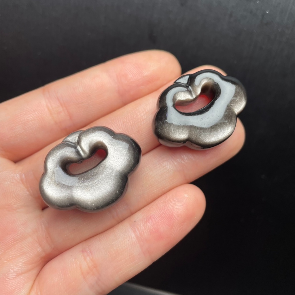 Phụ kiện bạc obsidian ruyi tự nhiên - Dùng làm vòng tay hoặc mặt dây chuyền - Ưu đãi sản phẩm mới