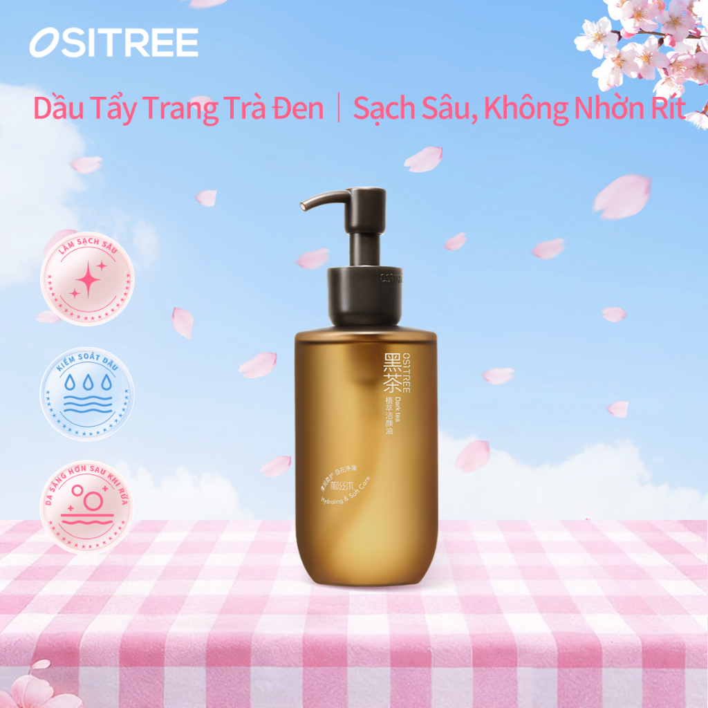 Tẩy Trang Ositree Tẩy Trang Dầu Chiết Xuất Trà Đen làm Sạch Da Nhạy Cảm Mà không gây kích ứng225ml