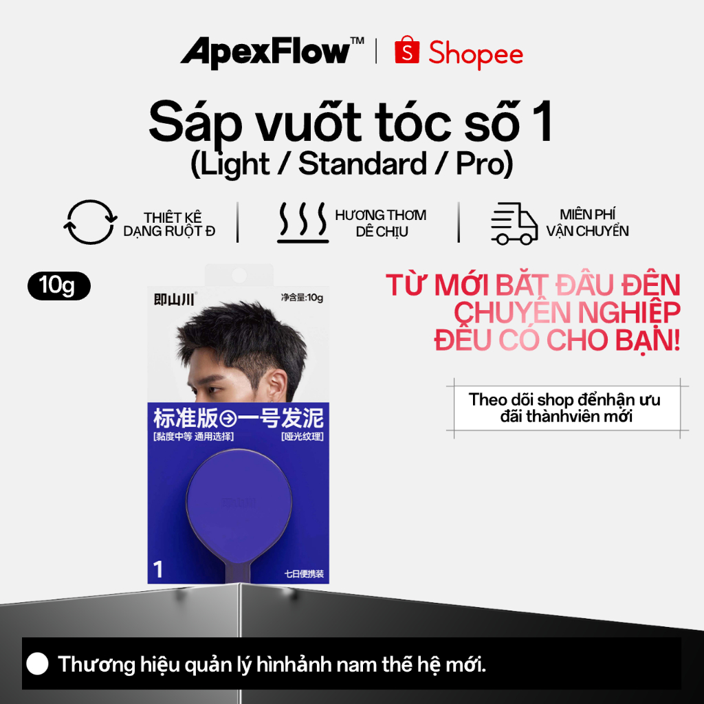 ApexFlow Đất Sét Vuốt Tóc - Nhỏ Gọn Du Lịch, Giữ Nếp Lâu, Không Bết Dính, Cho Mọi Loại Tóc 10g