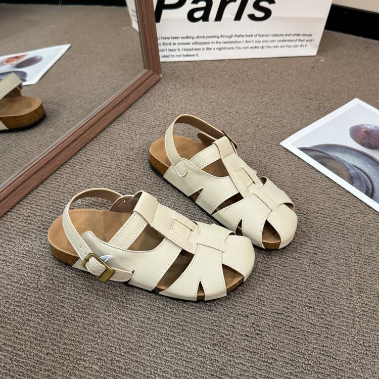 Giày Sandal Nữ Đế Bằng 2026 Trắng Chống Trơn Trượt Đi Chơi Dép Dép
