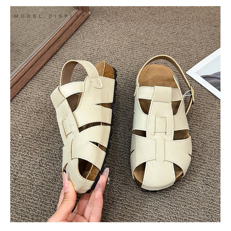 Giày Sandal Nữ Đế Bằng 2026 Trắng Chống Trơn Trượt Đi Chơi Dép Dép
