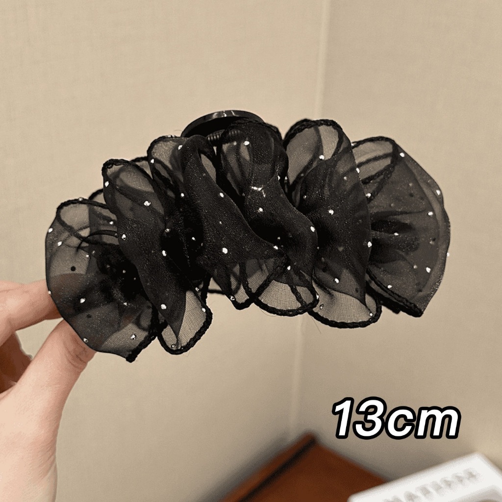 Kẹp Tóc Cá Mập Lưới Zircon Phong Cách Pháp Mới