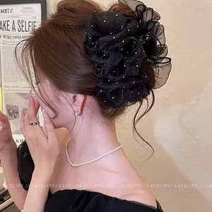 Phong cách Pháp mới 2026 - Kẹp tóc lưới zircon cá mập