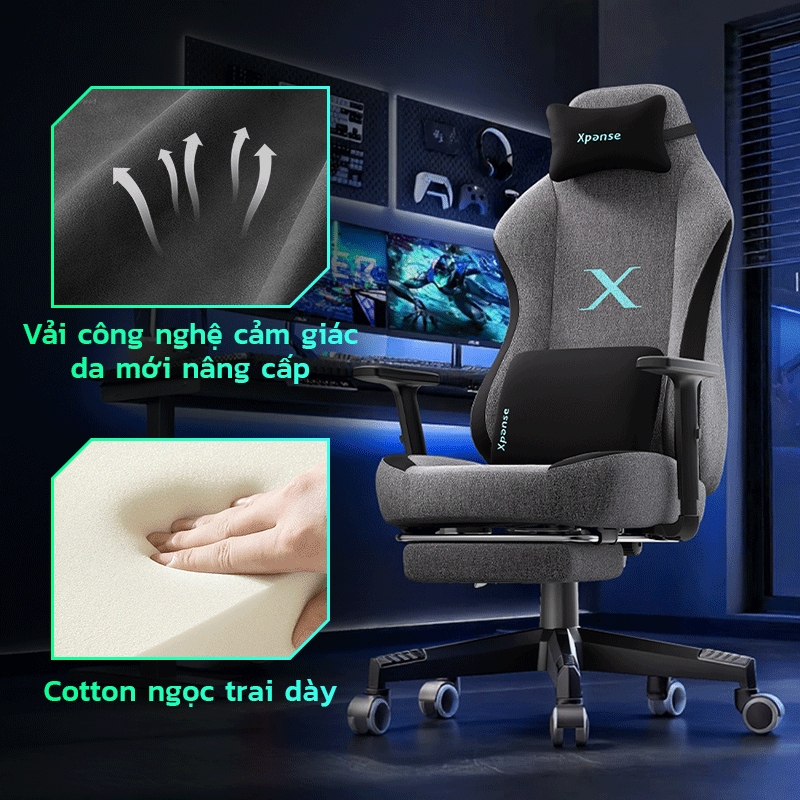 Ghế game gaming Xpanse X3 đệm không cánh nâng cấp, vải Nano-Tech,  ghế công thái học | ghế văn phòng | ghế làm việc