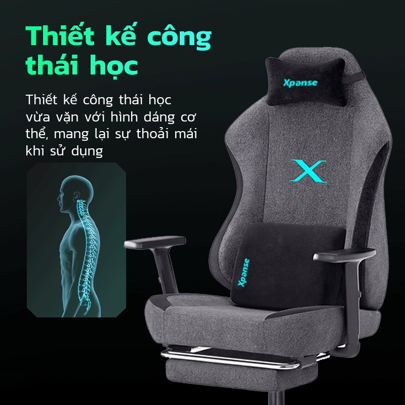 Ghế game gaming Xpanse X3 đệm không cánh nâng cấp, vải Nano-Tech,  ghế công thái học | ghế văn phòng | ghế làm việc