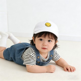 Bộ quần yếm Denim cho bé trai Bộ áo thun Cotton sọc Mũ lưỡi trai cỡ 66-90
