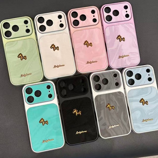 Mạ Điện Hoa Văn gợn Sóng Nước 3D Ngựa Vàng Acrylic Ốp Lưng Điện Thoại iPhone 17Promax 13 14 15 16 Pro Max 15Plus Chống Sốc Nam Nữ Vỏ Di Động