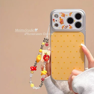 Bảo Vệ Toàn Diện Ống Kính Hoạt Hình Dễ Thương Màu Vàng Twinkle Starman Wrsit Dây Đeo Ốp Điện Thoại Cho iPhone 17Promax 17Pro 14 15 16 Promax Vỏ Nữ Tính Ngọt Ngào Chống Sốc