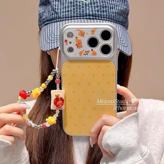 Bảo Vệ Toàn Diện Ống Kính Hoạt Hình Dễ Thương Màu Vàng Twinkle Starman Wrsit Dây Đeo Ốp Điện Thoại Cho iPhone 17Promax 17Pro 14 15 16 Promax Vỏ Nữ Tính Ngọt Ngào Chống Sốc
