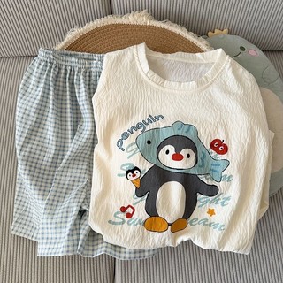 Bộ đồ ngủ cotton hình đám mây và chim cánh cụt đáng yêu cho nữ