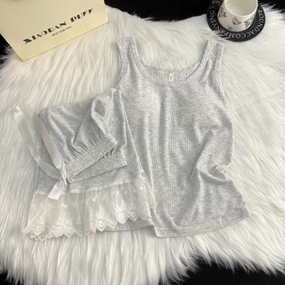Bộ đồ ngủ màu trơn đơn giản dành cho nữ quần short vest thông thường tại nhà